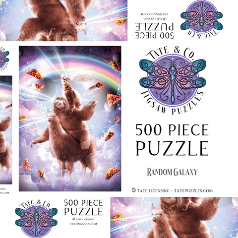 Darstellung des Puzzle Motivs Cat Sloth Llama, Riding Pile - Random Galaxy Cat Sloth Llama, Riding Pile - Random Galaxy 500 Puzzle Schachtel 3D Modell