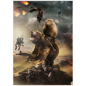 Darstellung des Puzzle Motivs Capybara Riding Bear, Post-Apocalypse Survival, Random Galaxy - Puzzleteile: 1000