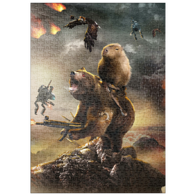 Darstellung des Puzzle-Motivs Capybara Riding Bear, Post-Apocalypse Survival, Random Galaxy – Puzzleteile: 500