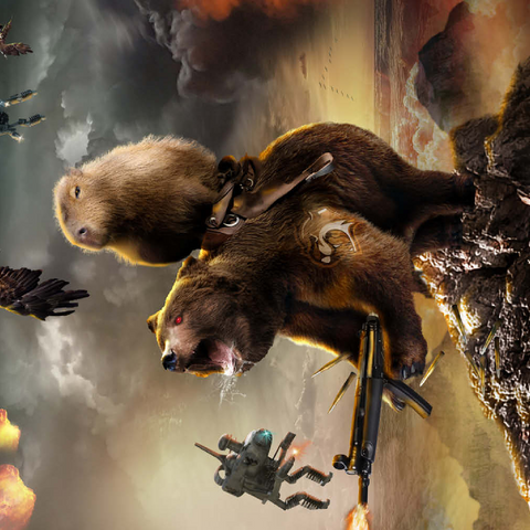 Darstellung des Puzzle Motivs Capybara Riding Bear, Post-Apocalypse Survival, Random Galaxy Capybara Riding Bear, Post-Apocalypse Survival, Random Galaxy 500 Puzzle 3D Modell