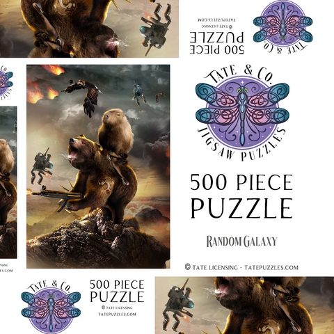 Darstellung des Puzzle Motivs Capybara Riding Bear, Post-Apocalypse Survival, Random Galaxy Capybara Riding Bear, Post-Apocalypse Survival, Random Galaxy 500 Puzzle Schachtel 3D Modell
