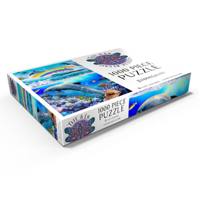 Darstellung des Puzzle Motivs Rainbow Dolphin, Dolphins Beach - Random Galaxy - Puzzleteile: 1000