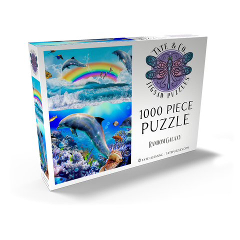 Darstellung des Puzzle Motivs Rainbow Dolphin, Dolphins Beach - Random Galaxy Rainbow Dolphin, Dolphins Beach - Random Galaxy 1000 Puzzle Schachtel Ansicht2