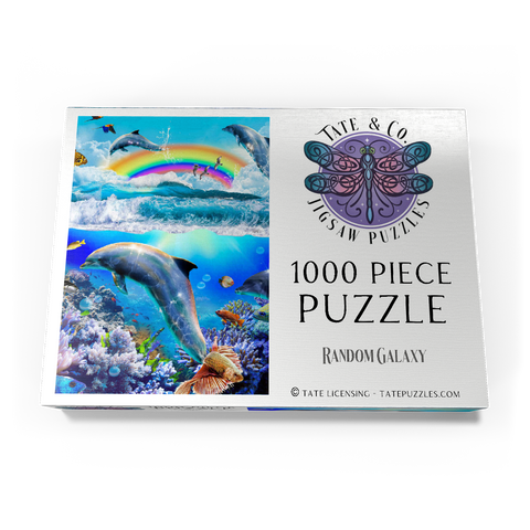 Darstellung des Puzzle Motivs Rainbow Dolphin, Dolphins Beach - Random Galaxy Rainbow Dolphin, Dolphins Beach - Random Galaxy 1000 Puzzle Schachtel Ansicht3
