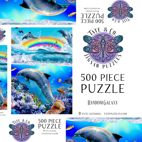 Darstellung des Puzzle Motivs Rainbow Dolphin, Dolphins Beach - Random Galaxy Rainbow Dolphin, Dolphins Beach - Random Galaxy 500 Puzzle Schachtel 3D Modell