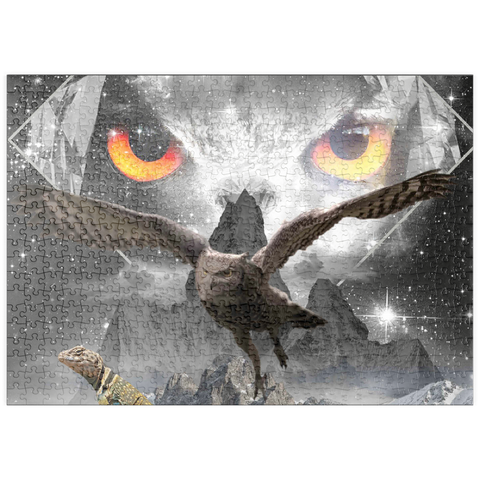 Darstellung des Puzzle Motivs Owl Eyes, Mountain Owls - Random Galaxy puzzleplate Owl Eyes, Mountain Owls - Random Galaxy 500 Puzzle