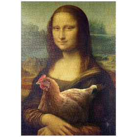 Darstellung des Puzzle-Motivs Mona Lisa and Chicken, Da Vinci - Random Galaxy – Puzzleteile: 1000