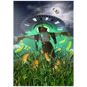 Darstellung des Puzzle-Motivs UFO Scarecrow in Corn Field - Random Galaxy – Puzzleteile: 1000