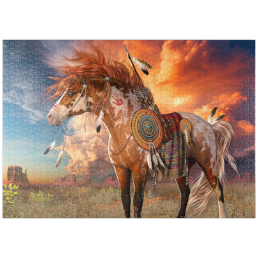 Darstellung des Puzzle Motivs puzzleplate Medicine Horse Native American Horse - Laurie Prindle 1000 Puzzle