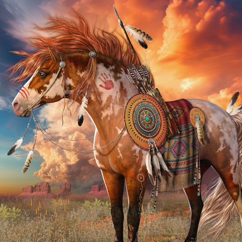 Darstellung des Puzzle Motivs Medicine Horse Native American Horse - Laurie Prindle Medicine Horse Native American Horse - Laurie Prindle 1000 Puzzle 3D Modell