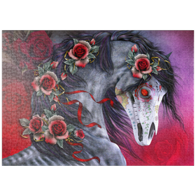 Darstellung des Puzzle-Motivs Calavera Fantasy Horse - Laurie Prindle – Puzzleteile: 1000