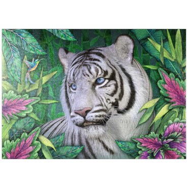 Darstellung des Puzzle Motivs puzzleplate White Tiger Animal Wildlife - Laurie Prindle 1000 Puzzle