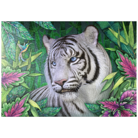 Darstellung des Puzzle Motivs White Tiger Animal Wildlife - Laurie Prindle puzzleplate White Tiger Animal Wildlife - Laurie Prindle 1000 Puzzle