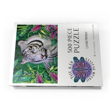 Darstellung des Puzzle Motivs White Tiger Animal Wildlife - Laurie Prindle 500 Puzzle Schachtel Ansicht3