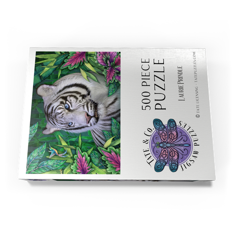 Darstellung des Puzzle Motivs White Tiger Animal Wildlife - Laurie Prindle White Tiger Animal Wildlife - Laurie Prindle 500 Puzzle Schachtel Ansicht3