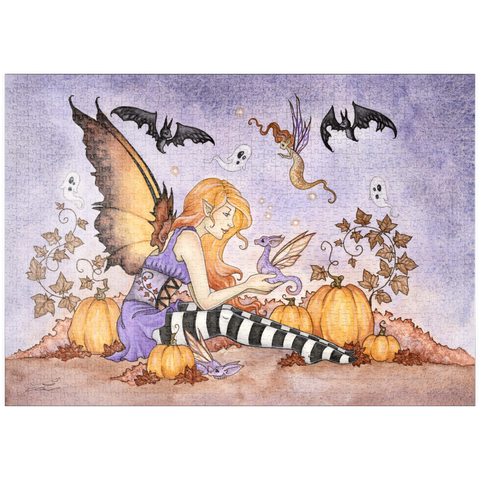 Darstellung des Puzzle Motivs Magick In The Pumpkin Patch fairy – Amy Brown puzzleplate Magick In The Pumpkin Patch fairy – Amy Brown 1000 Puzzle
