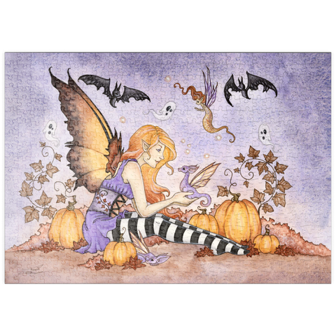 Darstellung des Puzzle Motivs Magick In The Pumpkin Patch fairy – Amy Brown puzzleplate Magick In The Pumpkin Patch fairy – Amy Brown 500 Puzzle