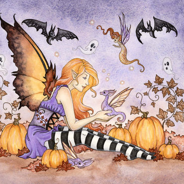 Darstellung des Puzzle Motivs Magick In The Pumpkin Patch fairy – Amy Brown 500 Puzzle 3D Modell