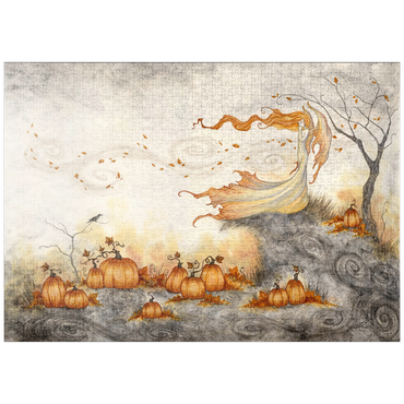 Darstellung des Puzzle Motivs puzzleplate Whispers In The Pumpkin Patch fairy - Amy Brown 1000 Puzzle