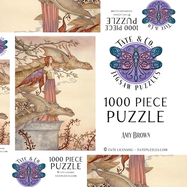 Darstellung des Puzzle Motivs The Company Of Dragons Fairy – Amy Brown 1000 Puzzle Schachtel 3D Modell