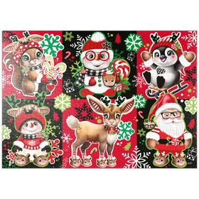 Darstellung des Puzzle Motivs Christmas Cuties Animals Collage - Sheena Pike - Puzzleteile: 1000