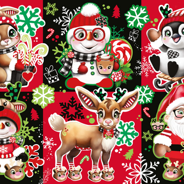 Darstellung des Puzzle Motivs Christmas Cuties Animals Collage - Sheena Pike 1000 Puzzle 3D Modell