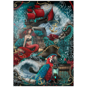 Darstellung des Puzzle-Motivs Pirate Cove Parrot and Mermaid - Sheena Pike – Puzzleteile: 1000