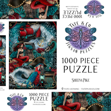 Darstellung des Puzzle Motivs Pirate Cove Parrot and Mermaid - Sheena Pike 1000 Puzzle Schachtel 3D Modell