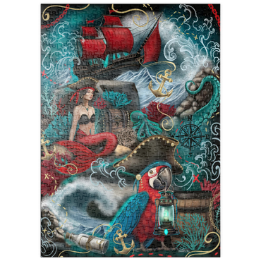 Darstellung des Puzzle Motivs puzzleplate Pirate Cove Parrot and Mermaid - Sheena Pike 500 Puzzle
