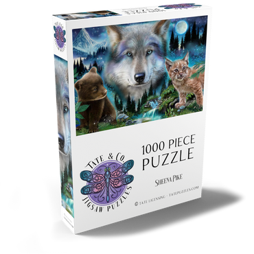 Darstellung des Puzzle Motivs Magic Wolf and Friends Lynx and Bear - Sheena Pike 1000 Puzzle Schachtel Ansicht2