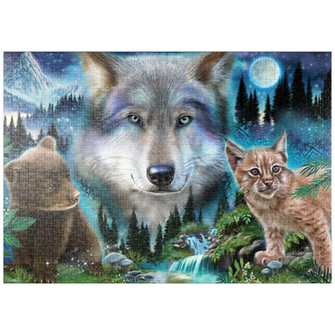 Darstellung des Puzzle Motivs puzzleplate Magic Wolf and Friends Lynx and Bear - Sheena Pike 1000 Puzzle