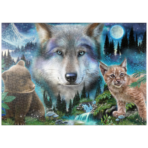 Darstellung des Puzzle Motivs Magic Wolf and Friends Lynx and Bear - Sheena Pike puzzleplate Magic Wolf and Friends Lynx and Bear - Sheena Pike 1000 Puzzle