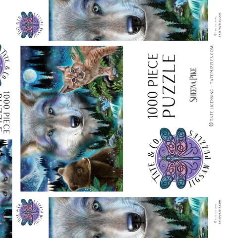 Darstellung des Puzzle Motivs Magic Wolf and Friends Lynx and Bear - Sheena Pike Magic Wolf and Friends Lynx and Bear - Sheena Pike 1000 Puzzle Schachtel 3D Modell