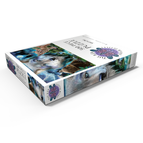 Darstellung des Puzzle Motivs Magic Wolf and Friends Lynx and Bear - Sheena Pike - Puzzleteile: 500