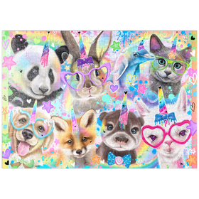 Darstellung des Puzzle-Motivs Rainbow Cuties Baby Animals - Sheena Pike – Puzzleteile: 1000