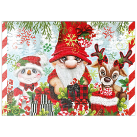 Darstellung des Puzzle-Motivs Christmas Gnome and Friends - Sheena Pike – Puzzleteile: 500