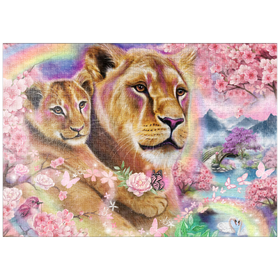 Darstellung des Puzzle-Motivs Spring Breeze Lions - Sheena Pike – Puzzleteile: 1000