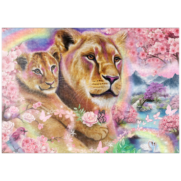 Darstellung des Puzzle Motivs puzzleplate Spring Breeze Lions - Sheena Pike 1000 Puzzle