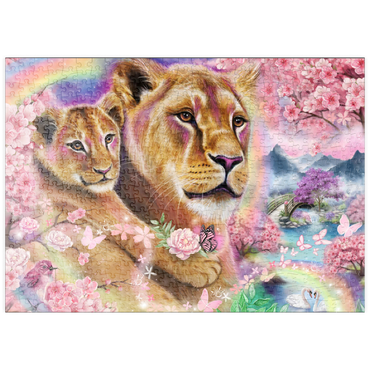 Darstellung des Puzzle Motivs puzzleplate Spring Breeze Lions - Sheena Pike 500 Puzzle