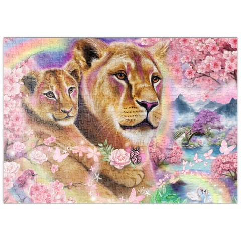 Darstellung des Puzzle Motivs Spring Breeze Lions - Sheena Pike puzzleplate Spring Breeze Lions - Sheena Pike 500 Puzzle