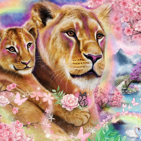 Darstellung des Puzzle Motivs Spring Breeze Lions - Sheena Pike Spring Breeze Lions - Sheena Pike 500 Puzzle 3D Modell