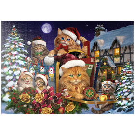 Darstellung des Puzzle Motivs Christmas Cats - Brigid Ashwood - Puzzleteile: 1000