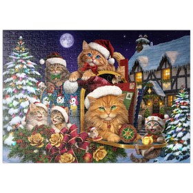 Darstellung des Puzzle Motivs Christmas Cats - Brigid Ashwood - Puzzleteile: 500