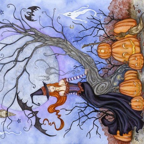 Darstellung des Puzzle Motivs The Halloween Tree witch – Amy Brown The Halloween Tree witch – Amy Brown 500 Puzzle 3D Modell