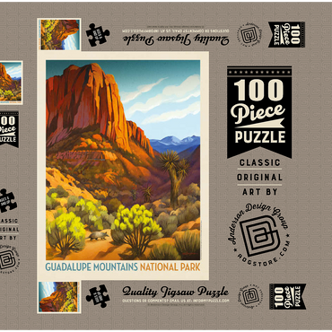 Darstellung des Puzzle Motivs Guadalupe Mountains National Park: Armadillo Crossing 100 Puzzle Schachtel 3D Modell