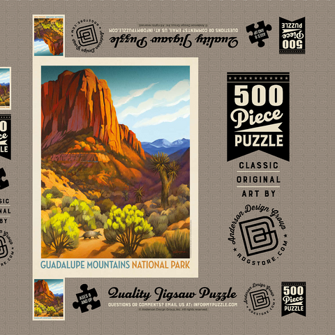 Darstellung des Puzzle Motivs Guadalupe Mountains National Park: Armadillo Crossing Guadalupe Mountains National Park: Armadillo Crossing 500 Puzzle Schachtel 3D Modell