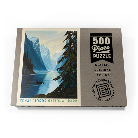 Darstellung des Puzzle Motivs Kenai Fjords National Park: Orca Kenai Fjords National Park: Orca 500 Puzzle Schachtel Ansicht3