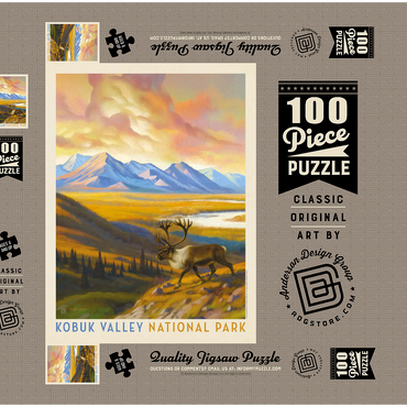 Darstellung des Puzzle Motivs Kobuk Valley National Park: Caribou Country 100 Puzzle Schachtel 3D Modell