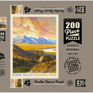 Darstellung des Puzzle Motivs Kobuk Valley National Park: Caribou Country 200 Puzzle Schachtel 3D Modell