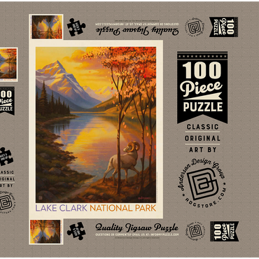 Darstellung des Puzzle Motivs Lake Clark National Park: Autumn Glow 100 Puzzle Schachtel 3D Modell